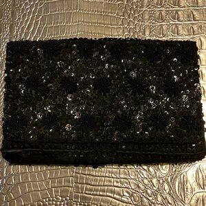 Beautiful black beaded vintage clutch.